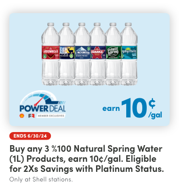 Buy any 3 Natural Spring Water Products, earn 10 CPG