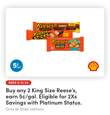 Buy any 2 King Size Reese's, earn 5 CPG