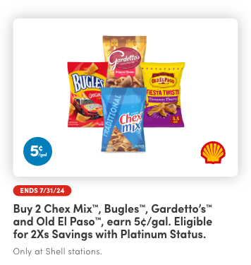 Buy 2 Chex Mix™, Bugles™, Gardetto's™ and Old El Paso™  , earn 5 CPG