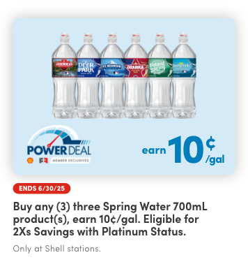 Buy 3 Spring Water 700mL, Earn 10¢/Gal