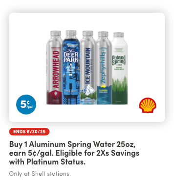 Earn 5¢/gal reward when you buy any (1) Arrowhead Aluminum Mountain Spring Water 25oz product(s)