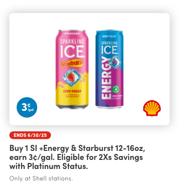 Buy 1 SI +Energy & Starburst 12-16oz, Earn 3¢/Gal