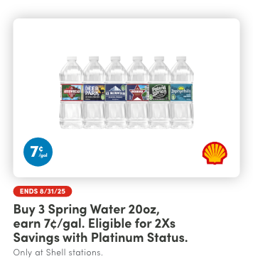 Buy 3 Spring Water 20oz, Earn 7¢/Gal