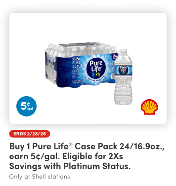 Buy 1 Pure Life<sup>&reg;</sup> Case Pack 24/16.9oz., Earn 5&cent;/Gal