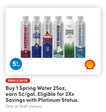 Buy 1 Spring Water 25oz, Earn 5&cent;/Gal