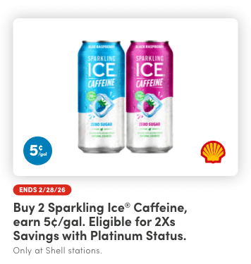Buy 2 Sparkling Ice<sup>&reg;</sup> Caffeine, Earn 5&cent;/Gal