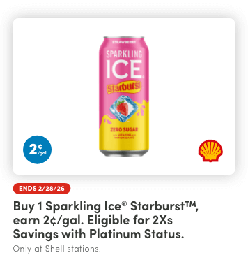 Buy 1 Sparkling Ice<sup>&reg;</sup> Starburst<sup>&trade;</sup>, Earn 2&cent;/Gal