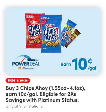 Buy 3 Chips Ahoy (1.55oz&ndash;4.1oz), Earn 10&cent;/gal